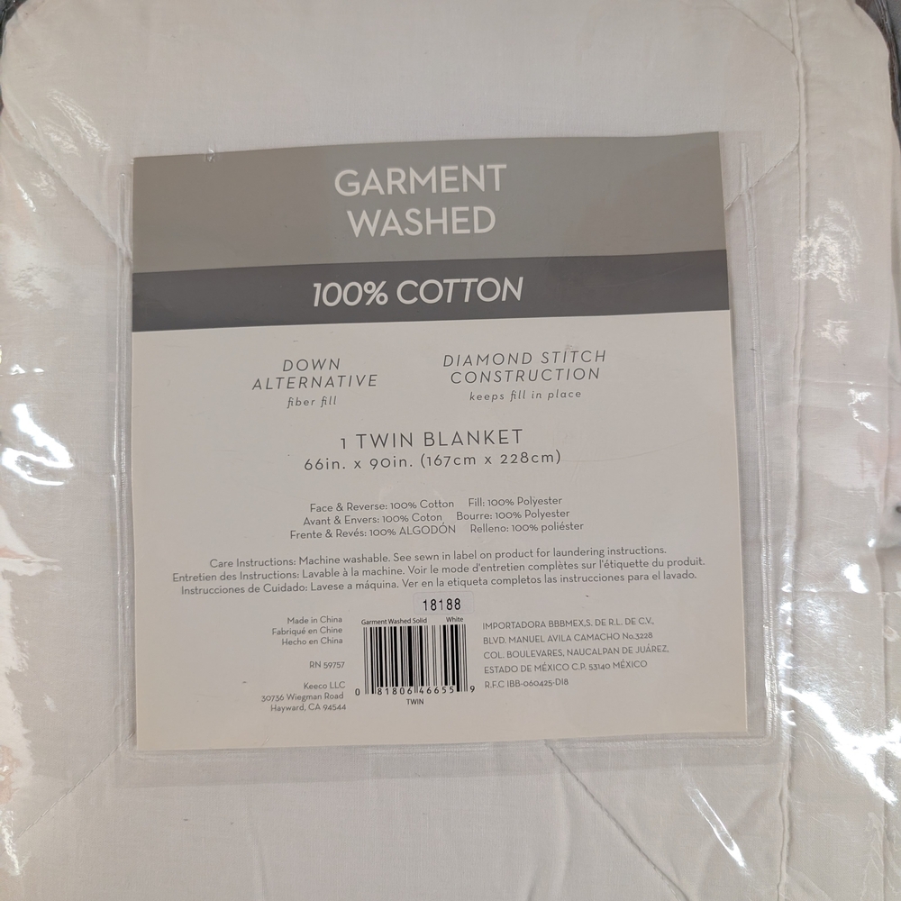 Garnent Washed 100% Cotton Twin Blanket NIP - Picture 2 of 2